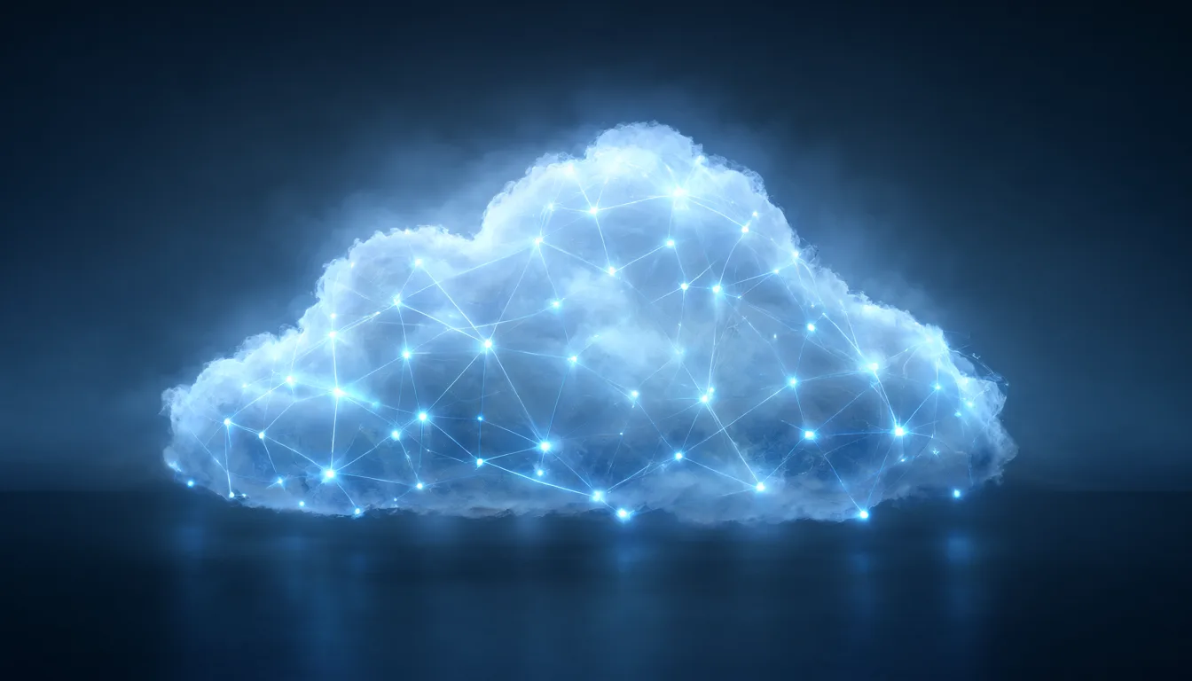 Abstract glowing cloud computing visualization (AI-generated)