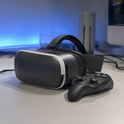 Modern VR Headset on a Desk (AI-generated)