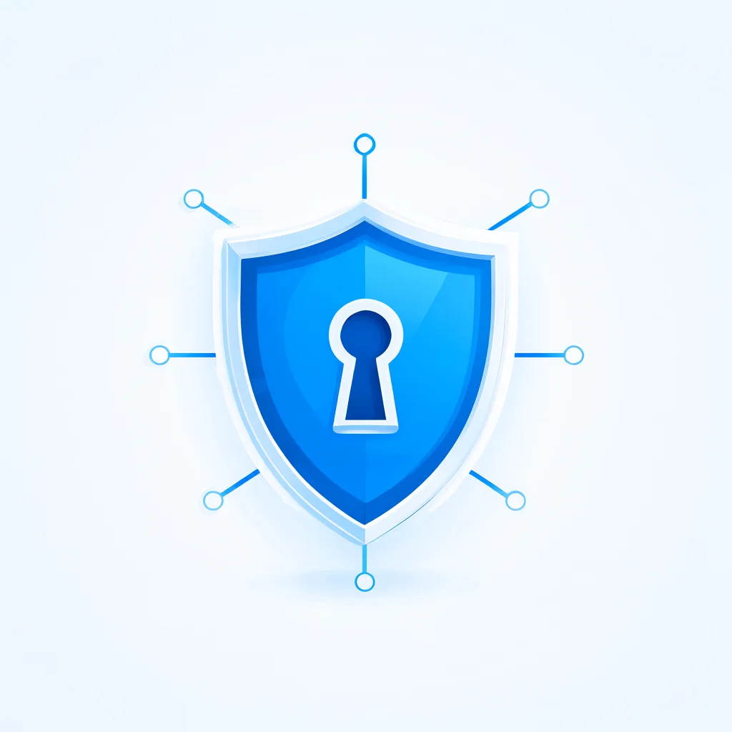 Flat vector cybersecurity shield illustration with a keyhole (AI-generated)