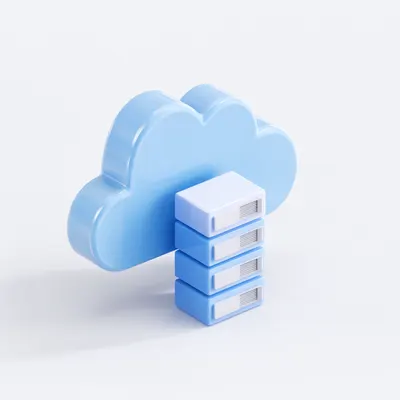 3D Isometric Cloud Servers Illustration (AI-generated)