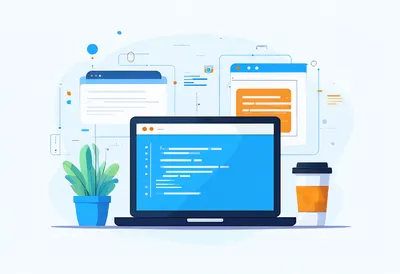 Flat Vector Coding Workspace Illustration (AI-generated)