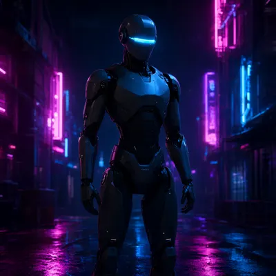 Cyberpunk Android with Glowing Visor (AI-generated)