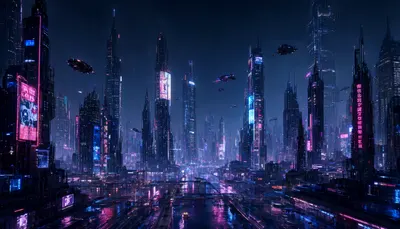 Cyberpunk Megacity Skyline at Night (AI-generated)