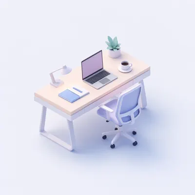 3D Isometric Modern Office Desk (AI-generated)
