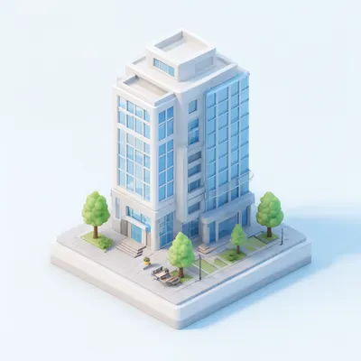 3D Isometric Modern Office Building (AI-generated)