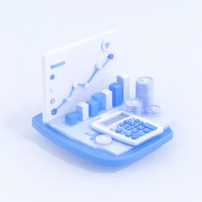 3D Isometric Financial Dashboard Illustration (AI-generated)