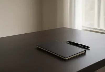 Minimal Luxury Executive Desk with Notebook and Pen (AI-generated)