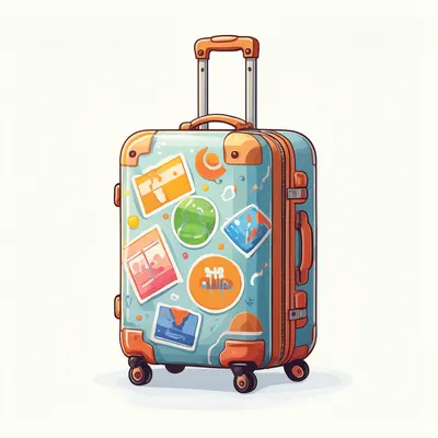 Cute Cartoon Suitcase with Travel Stickers (AI-generated)