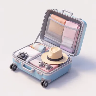 3D Isometric Open Travel Suitcase (AI-generated)