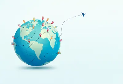 Symbolic Globe with Location Pins (AI-generated)