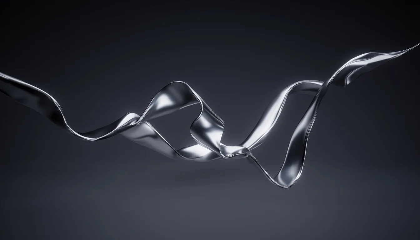 Abstract liquid metal ribbon with chrome reflections (AI-generated)