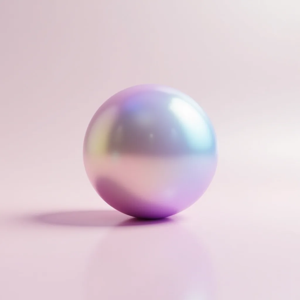 Iridescent sphere on a soft pastel gradient background (AI-generated)