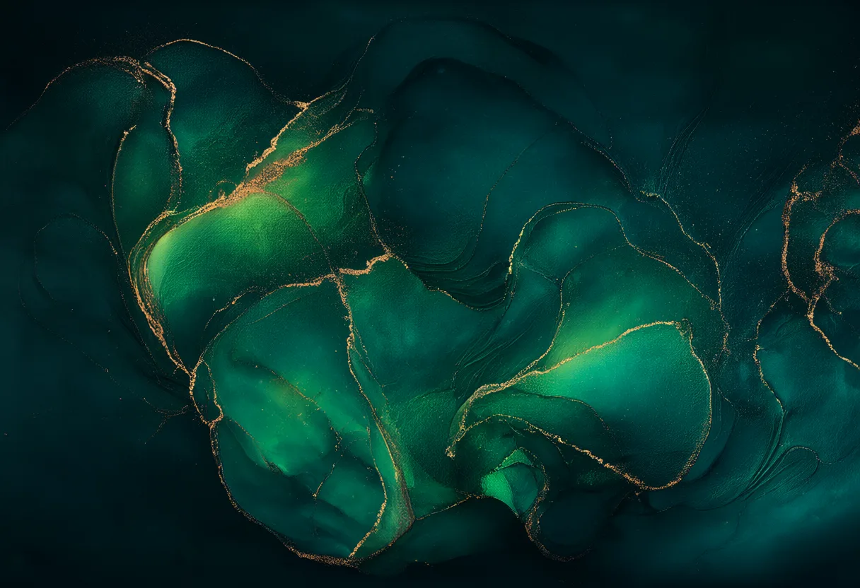 Deep teal and gold marble ink abstract art (AI-generated)