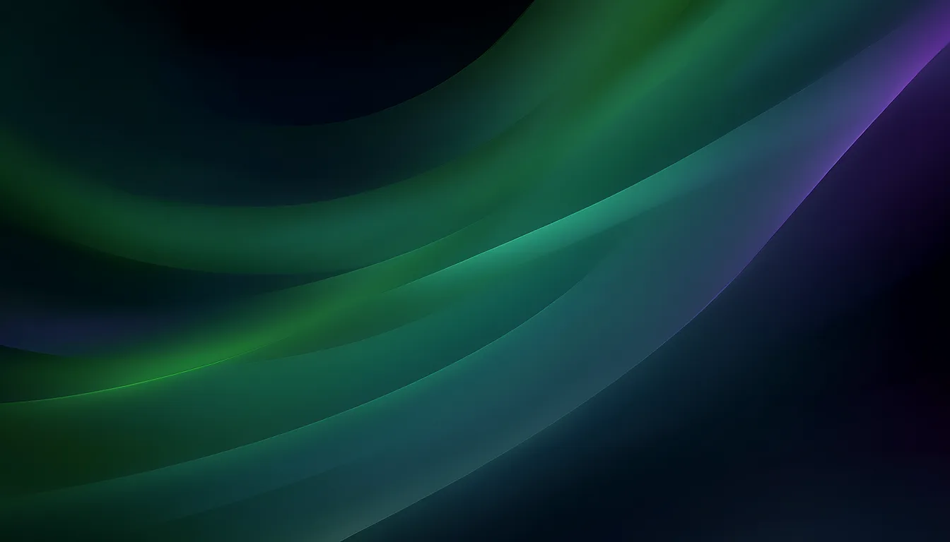 Aurora gradient ribbons in green, teal and purple (AI-generated)