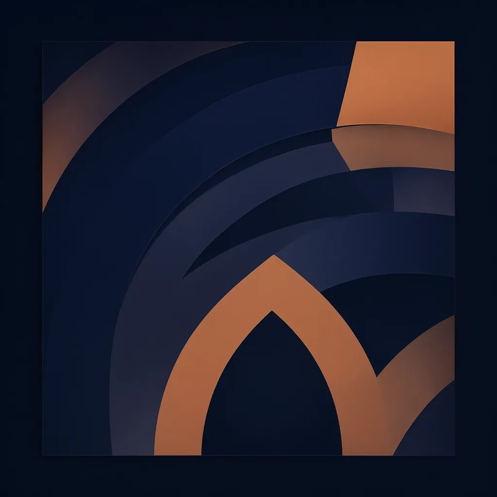 Navy and copper geometric arches composition (AI-generated)