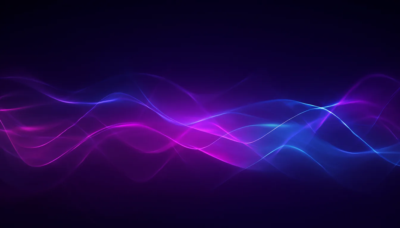 Neon magenta and cyan glow waves on dark (AI-generated)