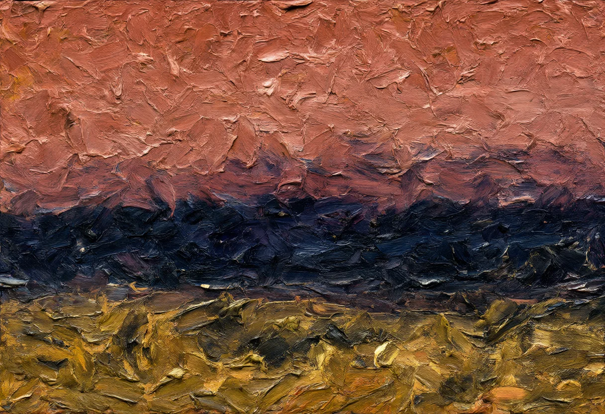 Terracotta and navy oil abstract painting (AI-generated)