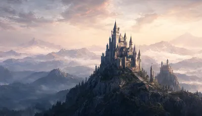 Fantasy Castle at Dawn (AI-generated)