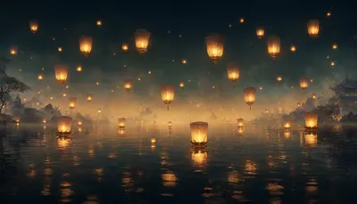 Fantasy Floating Lanterns over a Lake (AI-generated)