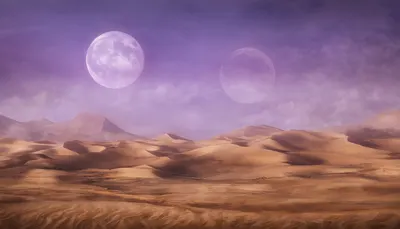 Fantasy Desert with Two Moons (AI-generated)