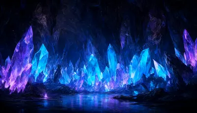 Fantasy Crystal Cave with Glowing Crystals (AI-generated)