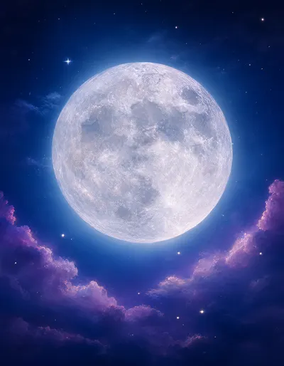 Fantasy Glowing Moon and Clouds (AI-generated)