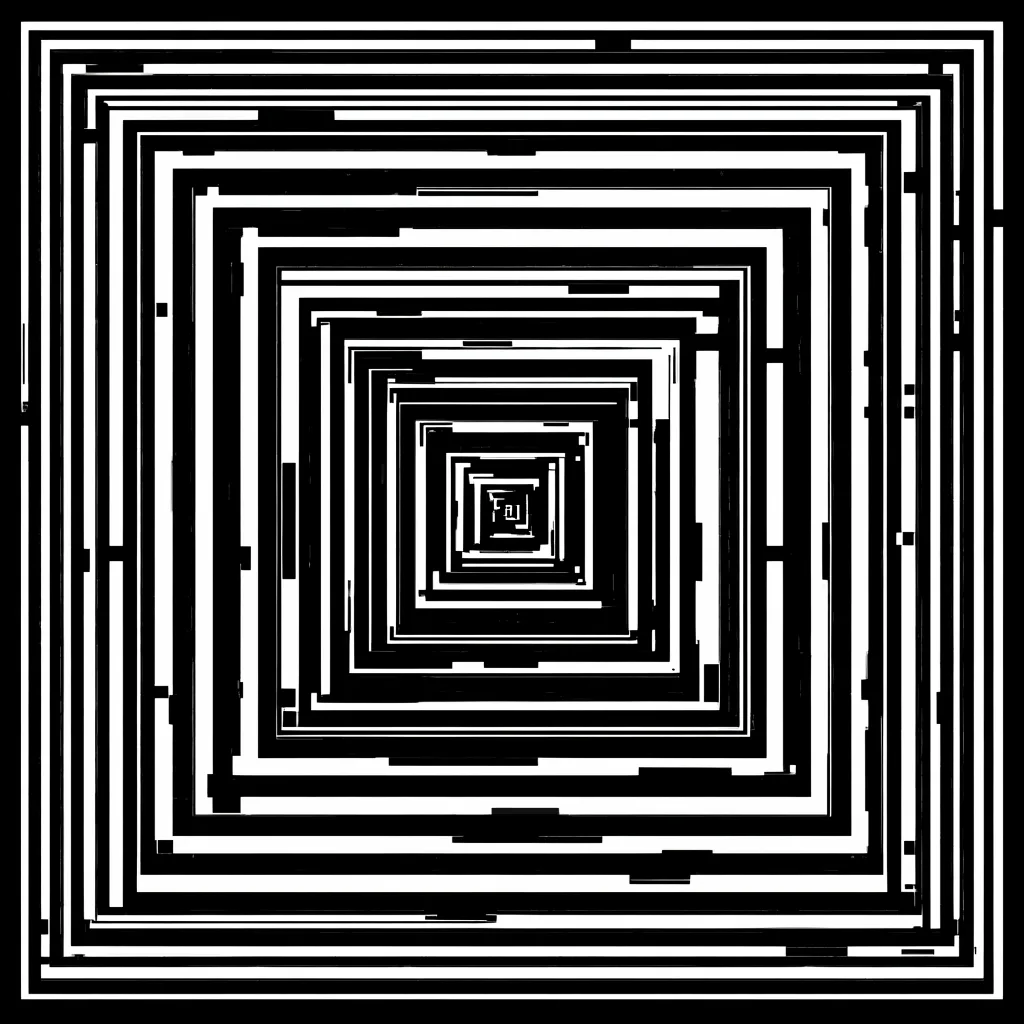Op-art concentric squares in black and white (AI-generated)