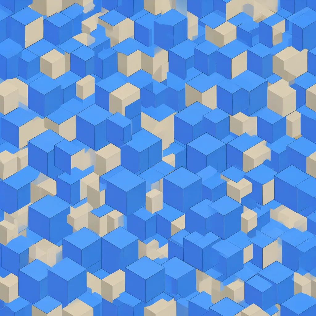 Isometric cubes pattern in blue and sand (AI-generated)
