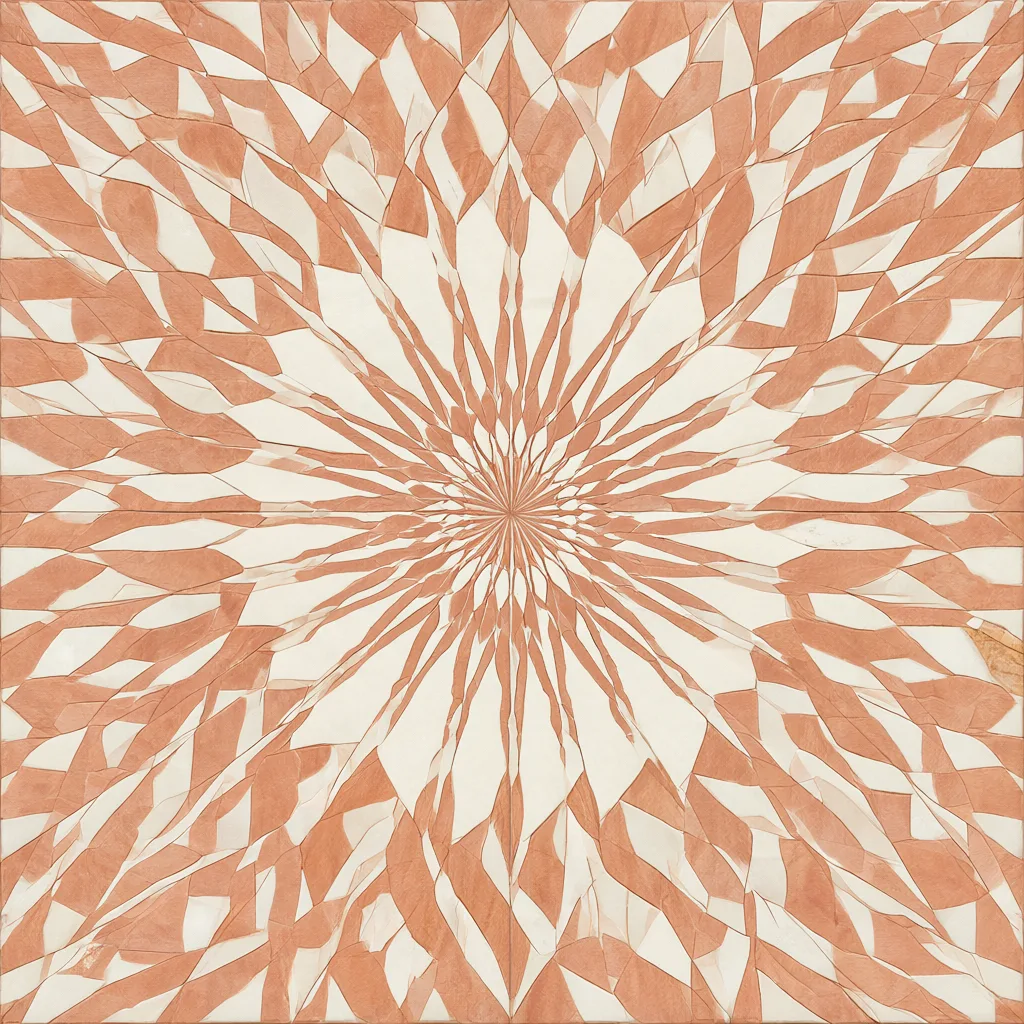 Geometric sunburst mandala tile in terracotta (AI-generated)