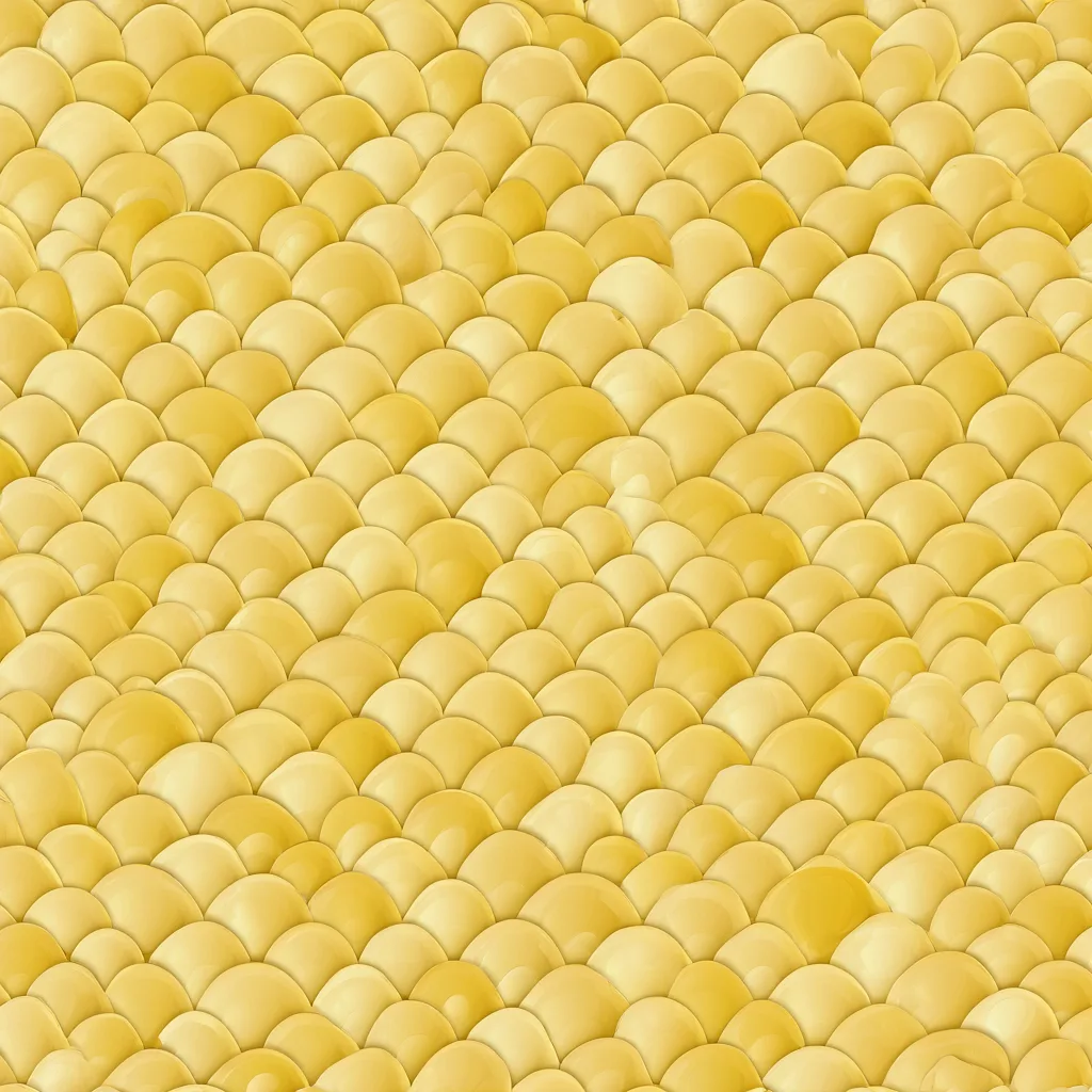 Seamless scallop scale pattern in mustard and cream (AI-generated)