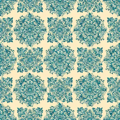 Seamless Damask Pattern in Teal (AI-generated)