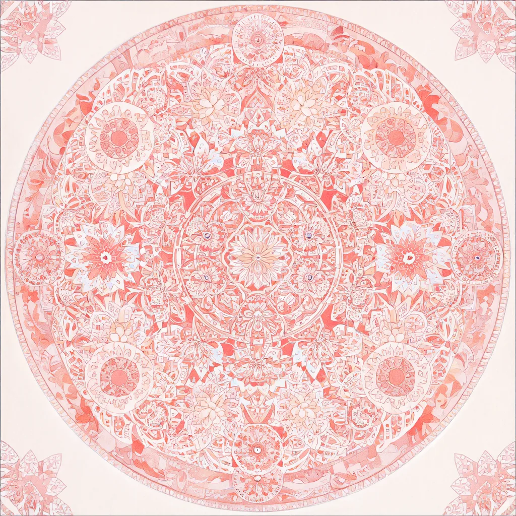 Floral mandala tile in rose and coral (AI-generated)