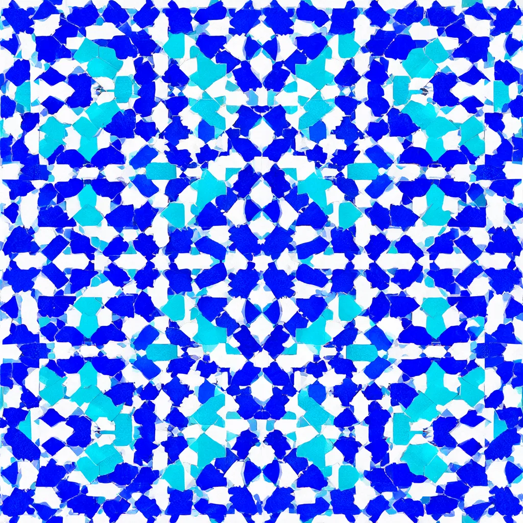 Moroccan zellige mosaic in cobalt and turquoise (AI-generated)