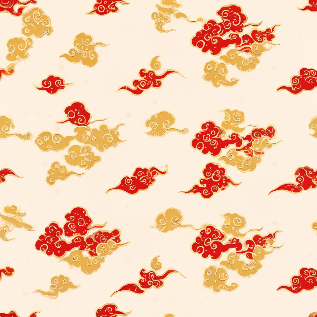 Chinese cloud motifs in red and gold (AI-generated)