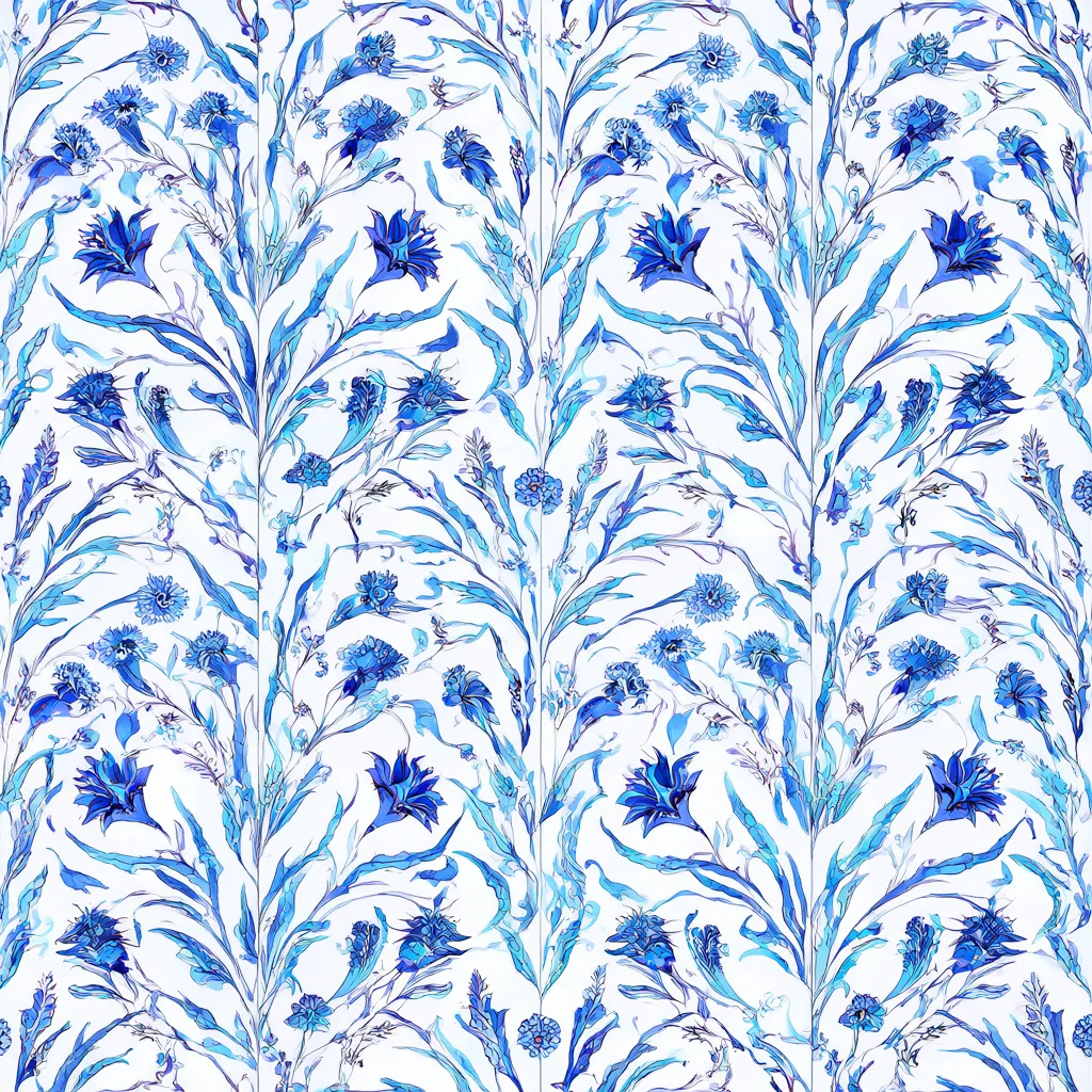 Iznik tile pattern with tulips in cobalt blue (AI-generated)