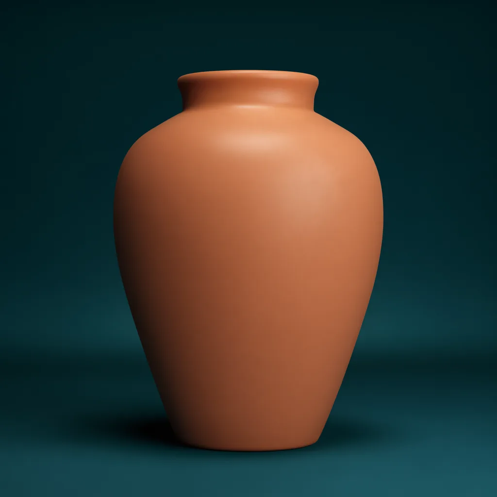 3D matte terracotta ceramic vase on teal (AI-generated)