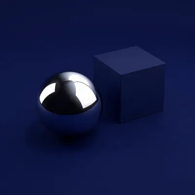 3D Chrome Sphere and Matte Cube (AI-generated)