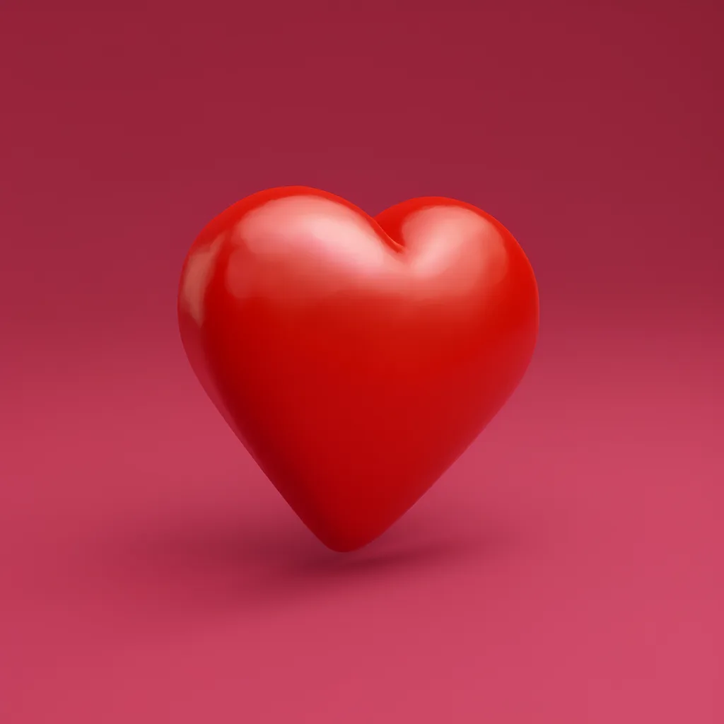 3D glossy red heart icon on pink (AI-generated)