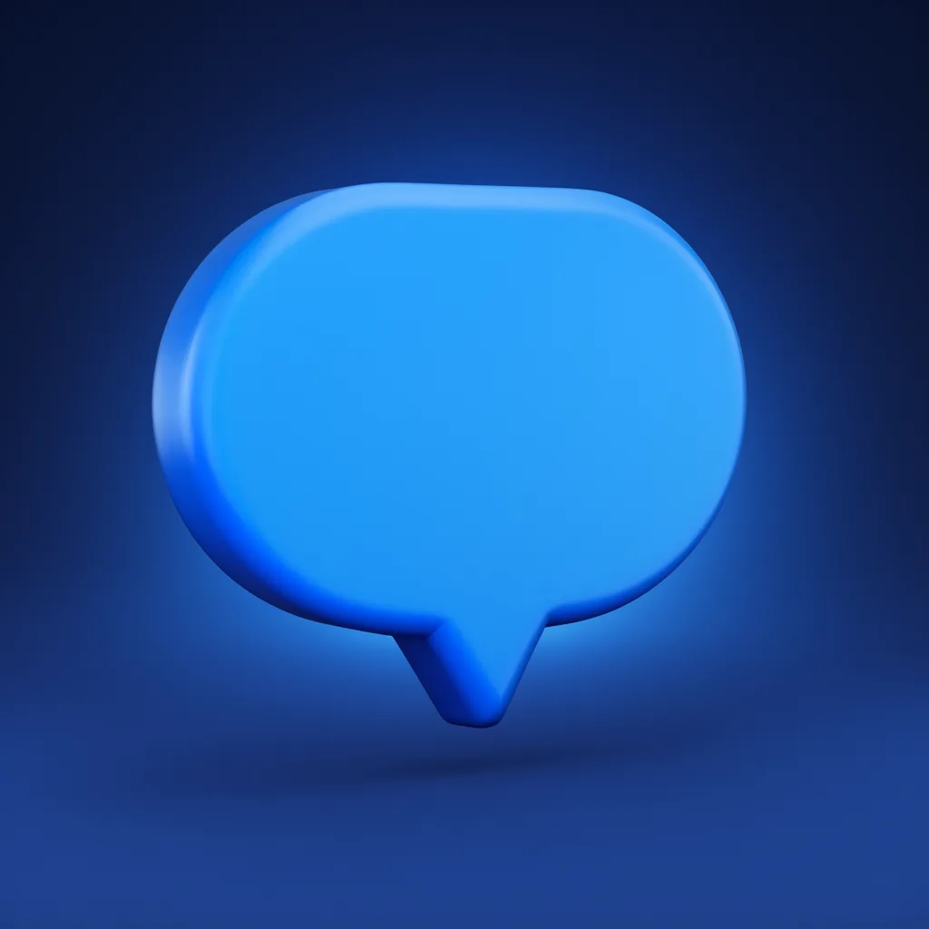 3D blue chat bubble icon on dark blue (AI-generated)