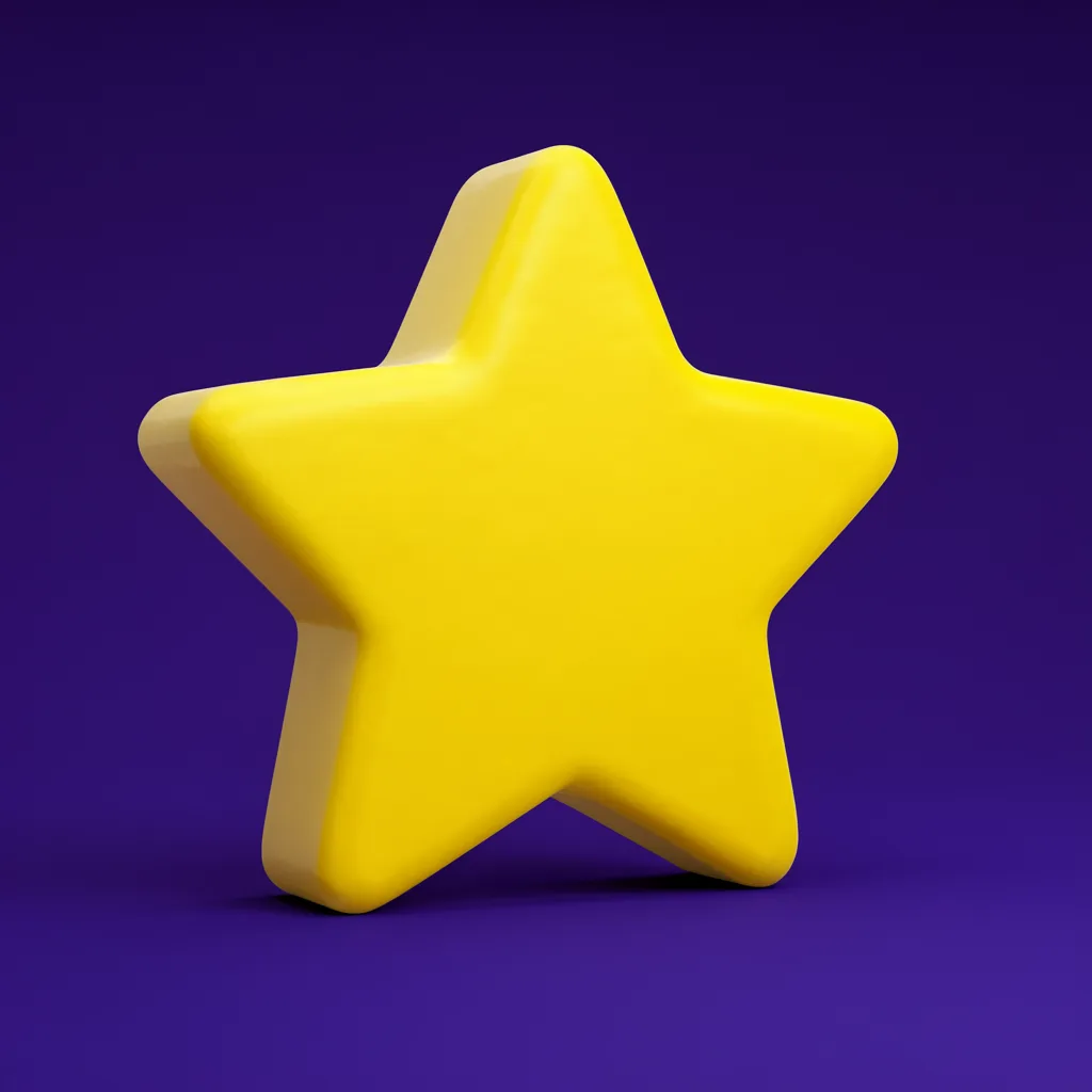 3D yellow star icon on purple (AI-generated)