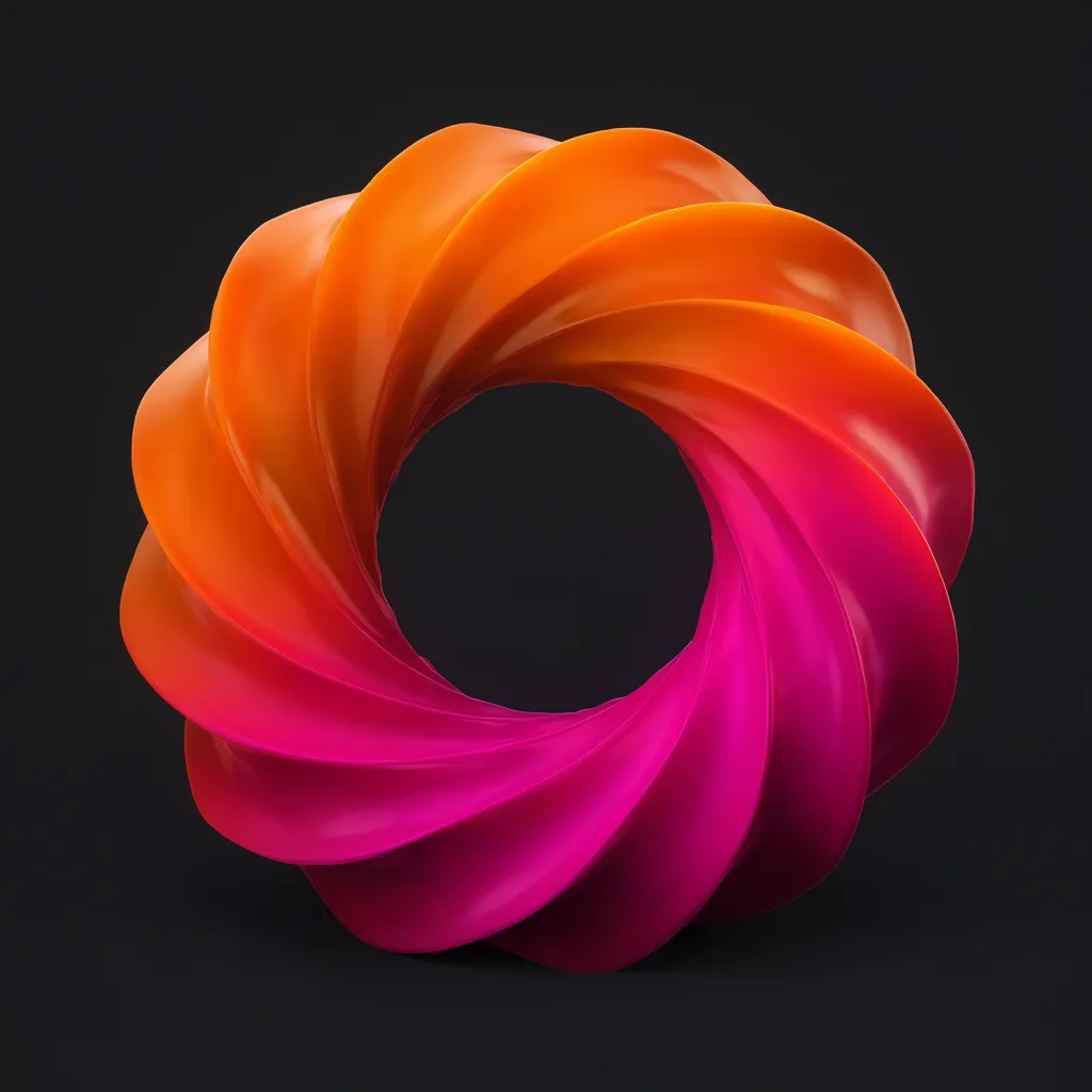 3D twisted torus in orange to magenta gradient (AI-generated)