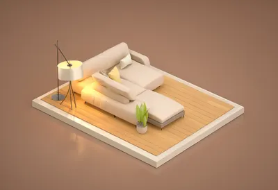3D Isometric Living Room (AI-generated)