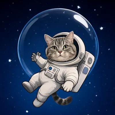 Cartoon Cat Astronaut (AI-generated)