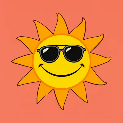 Retro Cartoon Smiling Sun (AI-generated)