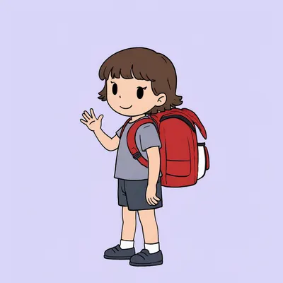Cartoon Girl with Red Backpack (AI-generated)