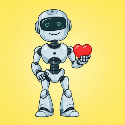 Cartoon Friendly Robot with Heart (AI-generated)