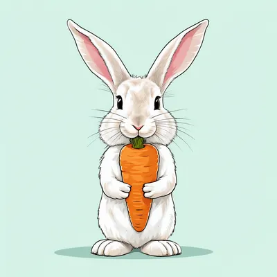 Cartoon Rabbit with Carrot (AI-generated)