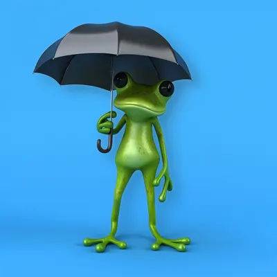 Cartoon Frog with Umbrella (AI-generated)