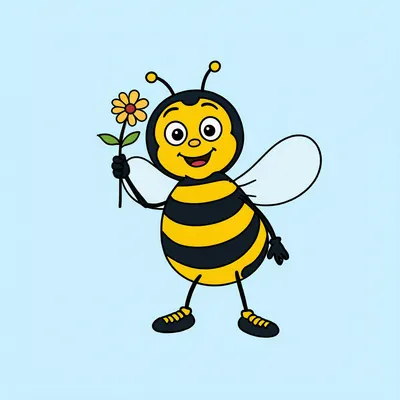 Cartoon Bee with Flower (AI-generated)