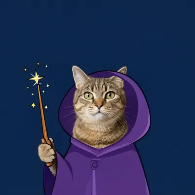 Cartoon Wizard Cat (AI-generated)